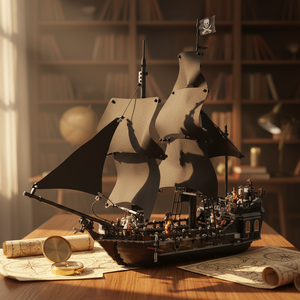 Bateau <span class=keywords><strong>pirate</strong></span> <span class=keywords><strong>des</strong></span> <span class=keywords><strong>Caraïbes</strong></span> Queen Anne's Revenge, modèle Black Pearl, puzzle de construction de bateaux, jouet unisexe à assembler, 40 pièces - Product Image 2