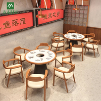 Chinesischer Stil Sitzgruppe aus Massivholz Mehrsitzer-Esszimmermöbel-Set für Hot Pot und Teestuben - Langlebig