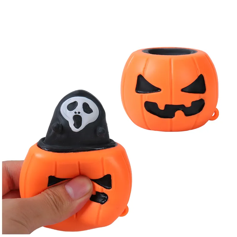 Wholesale Kids Adult Stress Relief Funny Novelty Toys TPR Halloween Squishy Pumpkin White Ghost Black Ghost Pop Out Squeeze Toys