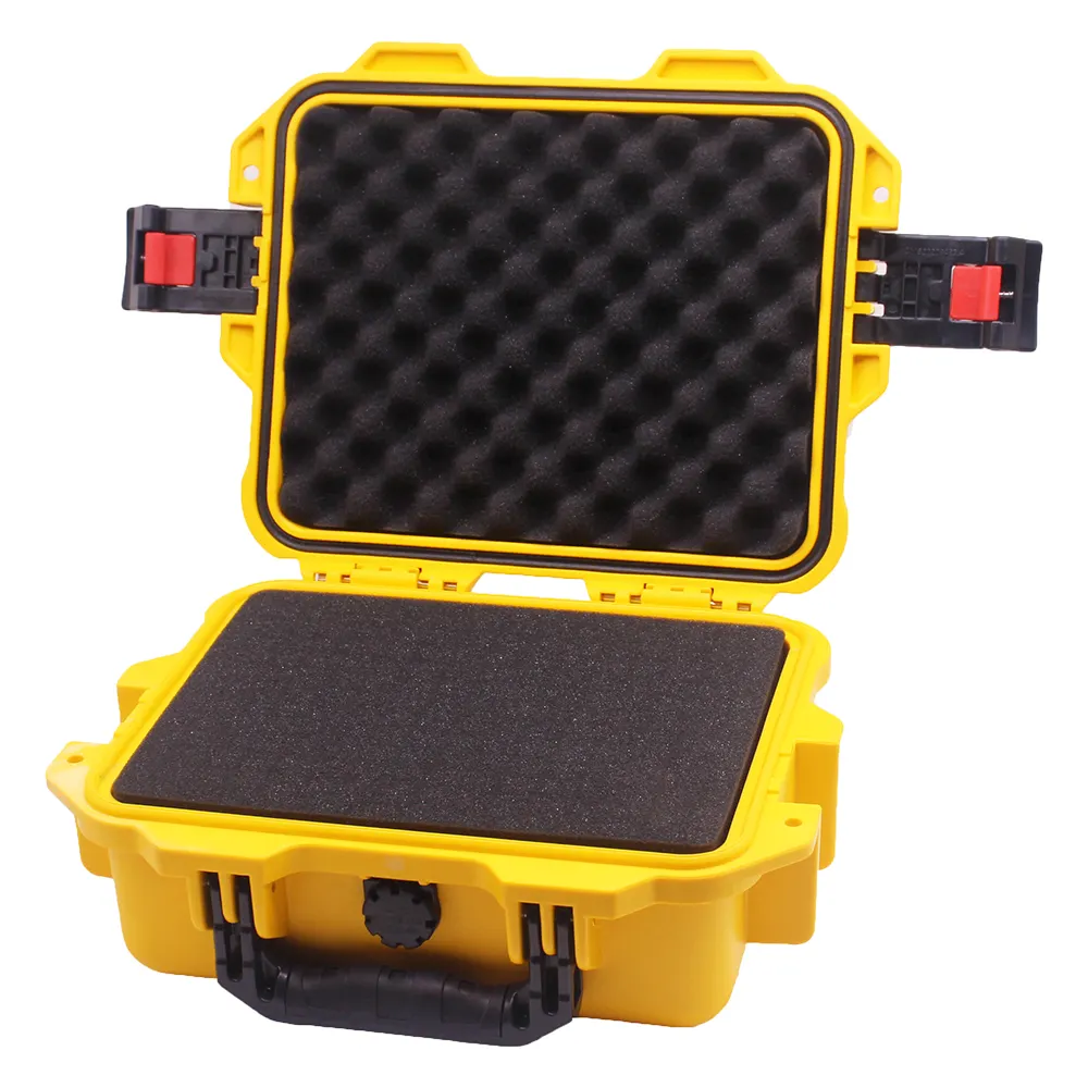 Yellow Hard PP Plastic Storage Tooling Case IP67 Waterproof Tool Case with Handle and Foam