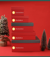 Grosir Set kotak hadiah Natal mewah dengan pita merah kemasan kardus cetak khusus untuk hadiah liburan permen