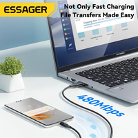 Essager kabel pengisi daya cepat, kawat Data pengisi daya USB C ke Tipe C Multi perangkat 100W 3 in 1