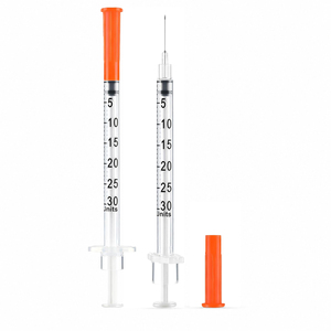 Seringues à <span class=keywords><strong>insuline</strong></span> de calibre fin 0,3 ml pour soins aux petits animaux, <span class=keywords><strong>aiguille</strong></span> fixe 29G-32G, traitées à l'oxyde d'éthylène, 100/boîte - Product Image 1