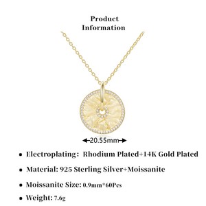 Collier Soleil pour Femme en Argent Sterling 925 avec Pendentif Monnaie Soleil Moissanite Brossé, Forme Ronde, Bijou Raffiné, Cadeau Idéal pour <span class=keywords><strong>Elle</strong></span> - Product Image 6