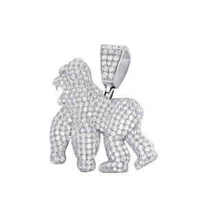 Pendentif Breloque ApeShit Gorilla Jungle Orangutans en Argent 925 de Haute Qualité, Plaqué Or Rhodié, Zircon, Style Hip Hop Ice - Product Image 4