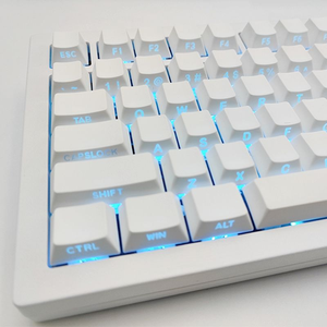 Teclas PBT Blancas Personalizadas con Impresión Lateral, Teclas de Cristal Transparente, 141 Teclas, Perfil OEM, Interruptores <span class=keywords><strong>Cherry</strong></span> <span class=keywords><strong>MX</strong></span>, Teclado Mecánico Hecho en China - Product Image 1