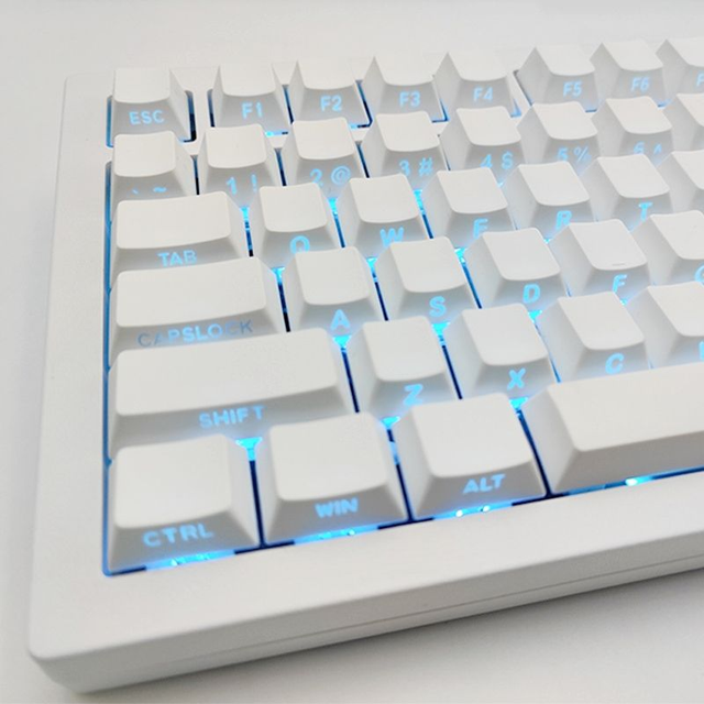 White Custom Side Printed PBT Blank Crystal Jelly Keycaps 141 Keys OEM Profile Cherry MX Switches Mechanical Keyboard Made China