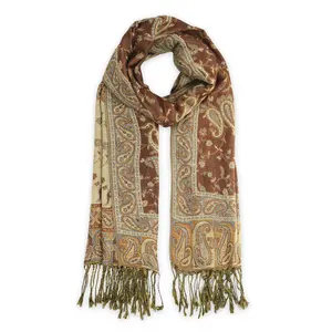 Vintage Red Coffee Paisley Printed Shawl Spring And Autumn Wraps Soft Scarf Hijab For Women