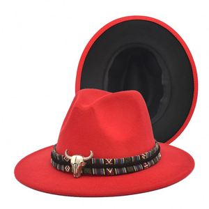 Chapeaux Fedora bicolores en feutre uni à large bord, personnalisés par le fabricant, vente en gros pour femmes - Product Image 2
