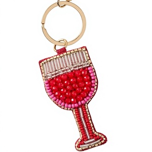 <b>Custom</b> Seed Beaded <b>Keychain</b> For Bags Keys Decorative Embroidery Glass Shaped Bag Pendant Key Rings For Women Gifts Accessory - Product Image 1