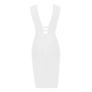Robe midi bandage à la mode Ocstrade, longueur genoux, sexy, découpe en V, sans manches, <span class=keywords><strong>grande</strong></span> <span class=keywords><strong>taille</strong></span>, robe bandage moulante pour femmes, soirée - Product Image 3