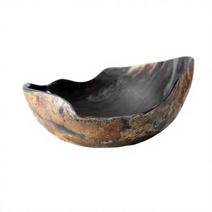 Cuenco Decorativo con Superficie Brillante de 10 Pulgadas, Forma Aleatoria, para Cenas y Fiestas, Accesorios de Interior, Arte Moderno, Cuerno de Búfalo Pulido Antiguo - Product Image 1