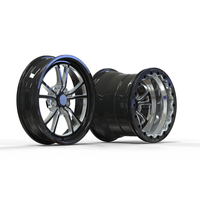 Jantes forgées Drag Racing 17x4.5 15x12 5x114.3 5x120.65 à cinq branches, à déport profond, noir brillant fraisé pour Mustang Camaro