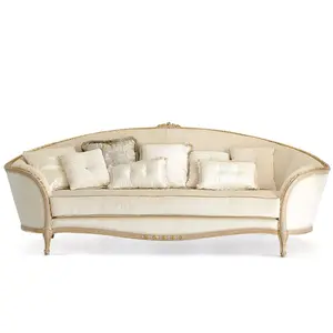 European style living room solid wood carved fabric French sofa arc 123 combination simple sofa design home furniture