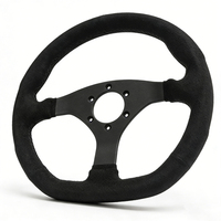 Volante Deportivo Universal JLH de 320 mm en Forma de D, de Cuero de Microfibra, Plano, para Carreras y Juegos de PC