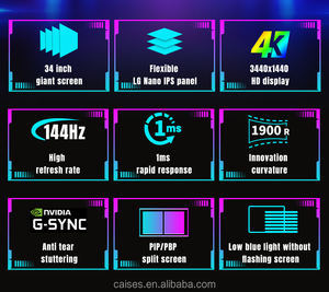 34 inç monitör kavisli ekran 3440*1440 4k 165hz 75hz zengin arayüzü oyun 4k Lcd monitörler için Led monitör - Product Image 3
