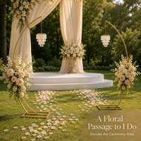 Nouveau style de décoration de scène de mariage en plein air, style romantique de jardin, avec support de lustre en cristal et décorations en fer forgé