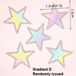 Stok buatan tangan Glitter Bling gradien warna-warni bintang Iron-on berlian imitasi <span class=keywords><strong>Patch</strong></span> merasa berlian applique manik-manik dekorasi untuk sepatu - Product Image 6