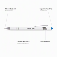 Stylo bille et stylet 2-en-1 en aluminium, encre noire et bleue 1,0 mm, logo personnalisé