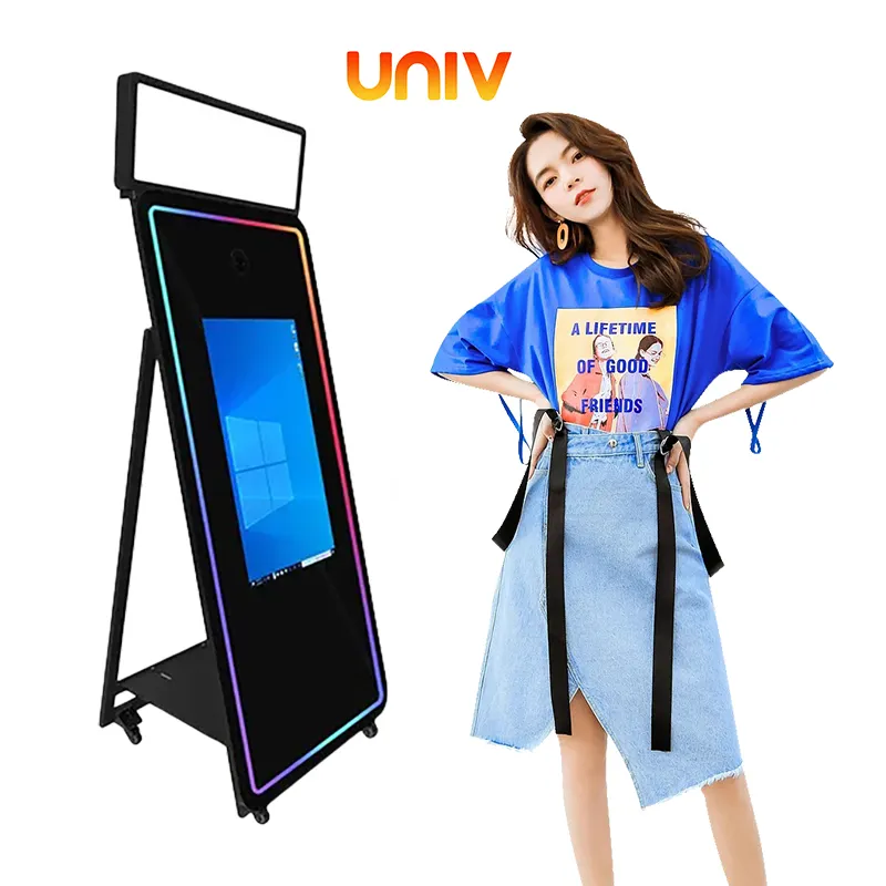 2024 Fashion Popular Magic 70inch Mirror Photo Booth Touch Screen Kiosk Selfie Photo Booth Mirror With Camera And Printer