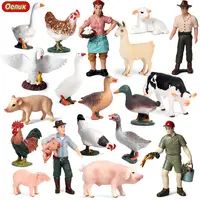 Oenux ฟิกเกอร์ของเล่นสัตว์ PVC,โมเดลตุ๊กตาของเล่นสำหรับฟาร์มสัตว์ปีกรูปหมูและวัวแกะ