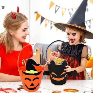 Paquete de 2 fieltro calabaza murciélago Halloween Tote cubo cesta Halloween caramelo bolsa truco o trato bolsa Halloween Goodie bolsa para niños regalo - Product Image 4