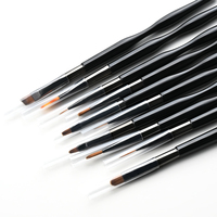 Lot de 10 pinceaux professionnels pour nail art, manche ergonomique fin, stylo de précision pour dégradé, kit de pinceaux pour manucure gel UV