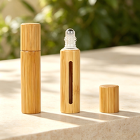Botol Roller Bambu 3ml 5ml 10ml Isi Ulang, Botol Sampel Parfum Minyak Esensial, Wadah Cairan Kosmetik Perjalanan dengan Bagian Dalam Kaca