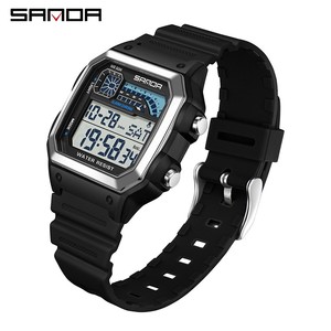 SANDA 6196 Montre numérique multifonctionnelle tendance et élégante pour étudiants, étanche, lumineuse, avec compte à rebours et alarme - Product Image 1