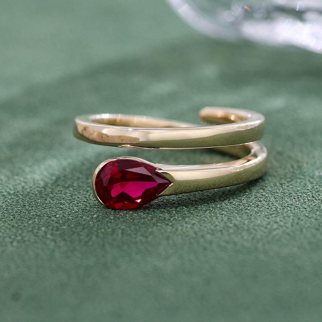 แหวนอัญมณีแล็บโกลด์ 14k