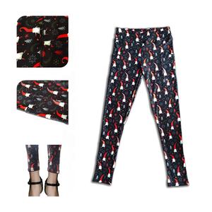 2022 Sıcak Moda Yüksek Belli Havalı Kadın Günlük Nefes Alabilen Baskılı Renkli Çift Taraflı Fırçalanmış Süt İpek Tereyağı Gibi Süper Yumuşak Tayt - Product Image 4