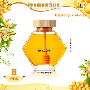 Fornitore della cina all'ingrosso 200ml a nido d'ape barattolo <span class=keywords><strong>di</strong></span> <span class=keywords><strong>vetro</strong></span> contenitore per il miele marmellata <span class=keywords><strong>di</strong></span> miele piccolo barattolo <span class=keywords><strong>di</strong></span> miele con legno mestolo - Product Image 4