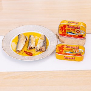 <span class=keywords><strong>Sardina</strong></span> enlatada de pescado de <span class=keywords><strong>lata</strong></span> de mariscos de <span class=keywords><strong>buena</strong></span> calidad OEM <span class=keywords><strong>en</strong></span> aceite vegetal 125g fácil de abrir - Product Image 4