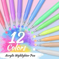 1.0 ensemble de marqueurs d'art multicolores à pointe fine 24 stylos gel acryliques colorés assortis pour coloriage adulte pour papier noir