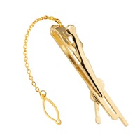 Pince à cravate en alliage plaqué or pour homme avec chaîne, accessoire de costume d'affaires, cadeau