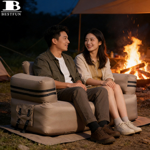 Canapé gonflable double avec pompe électrique intégrée, portable, 2-3 places, avec sac de rangement pour le camping en plein air - Product Image 2