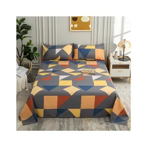 थोक बिस्तर पर चादर कीमत पॉलिएस्टर रानी आकार बिस्तर फ्लैट शीट सेट मुद्रण चीन से