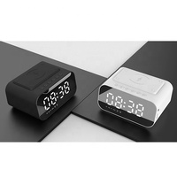 Chargeur sans fil 3 en 1, réveil de bureau, haut-parleur Bluetooth, surface miroir, horloge de table multifonctionnelle, lecteur de musique, radio FM