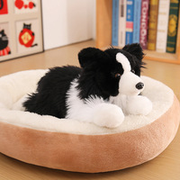 Peluche réaliste Border Collie, jouet en peluche doux pour les amoureux des animaux, cadeau, poupée chien de berger réaliste, fabricant américain