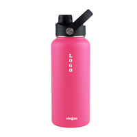 Botol air hidro atas 18oz 32oz 40oz besi tutup fleksibel mulut lebar botol minum Gym baja tahan karat terisolasi dapat digunakan kembali
