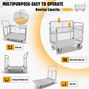 Middelzware Aangepaste Stalen Zink Gaas Rolkooi <span class=keywords><strong>Pallet</strong></span> <span class=keywords><strong>Trolley</strong></span> Magazijn Veiligheid Wasgoed Lading Opslag Met Planken - Product Image 6