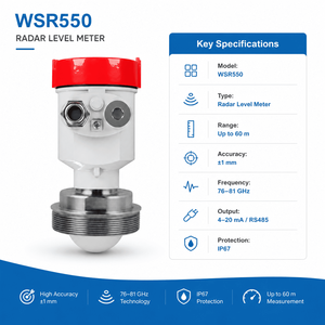 เรดาร์วัดระดับแบบเสาอากาศ PTFE ป้องกันการกัดกร่อน ได้รับการรับรองมาตรฐาน CE IP67 พร้อมเอาต์พุต RS485 HART สำหรับ - Product Image 4