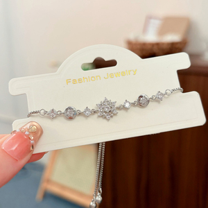 Bracciale Vershal D-343 in rame placcato oro vero con zirconi a forma di fiocco di neve per donna, elegante gioiello alla moda per matrimonio, regalo per <span class=keywords><strong>damigella</strong></span> d'onore - Product Image 5