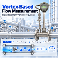 GVF100 Digital RS485 Pengukur Aliran Udara Vortex untuk Udara Terkompresi, Propana, Biogas, dan Uap dengan Kompensasi Suhu dan Tekanan