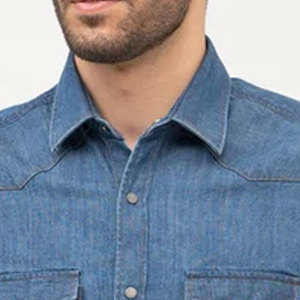 Chemise en jean foncé pour homme, manches longues, décontractée, avec deux poches poitrine, col rabattu, 100 % coton - Product Image 4