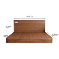 Hotelbett im Einfachen Luxusstil, Schlichtes Doppelbett aus Massivholz mit Beflockung und Stauraum für Apartments