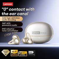 Nouveaux écouteurs sans fil Lenovo RS106 TWS BT6.0 à clip d'oreille, suppression du bruit ENC, son HiFi, longue autonomie, pour le gaming