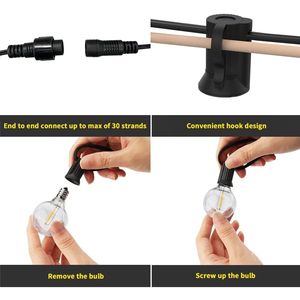 G40 LED toàn cầu bóng đèn vườn Patio cây trang trí chuỗi đèn Vòng hoa đám cưới ngoài trời kỳ nghỉ năng lượng mặt trời 25ft 50ft G40 chuỗi đèn - Product Image 6