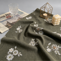 Tissu en denim polyester vert olive, broderie florale 3D vintage perlée et à sequins, tissé 260 GSM, nouveau Cheongsam chinois pour soirée