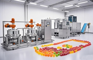 Điều kiện mới tự động Vegan vitamin Gummies kẹo dây chuyền sản xuất PLC thành phần gelatin Máy làm với lõi mang - Product Image 2